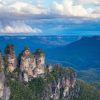 The Three Sisters rock formation at sunset in the Blue Mountains, New South Wales, Australia