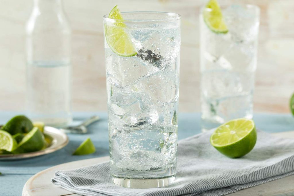 Refreshing Hard Sparkling Water with a Lime Garnish