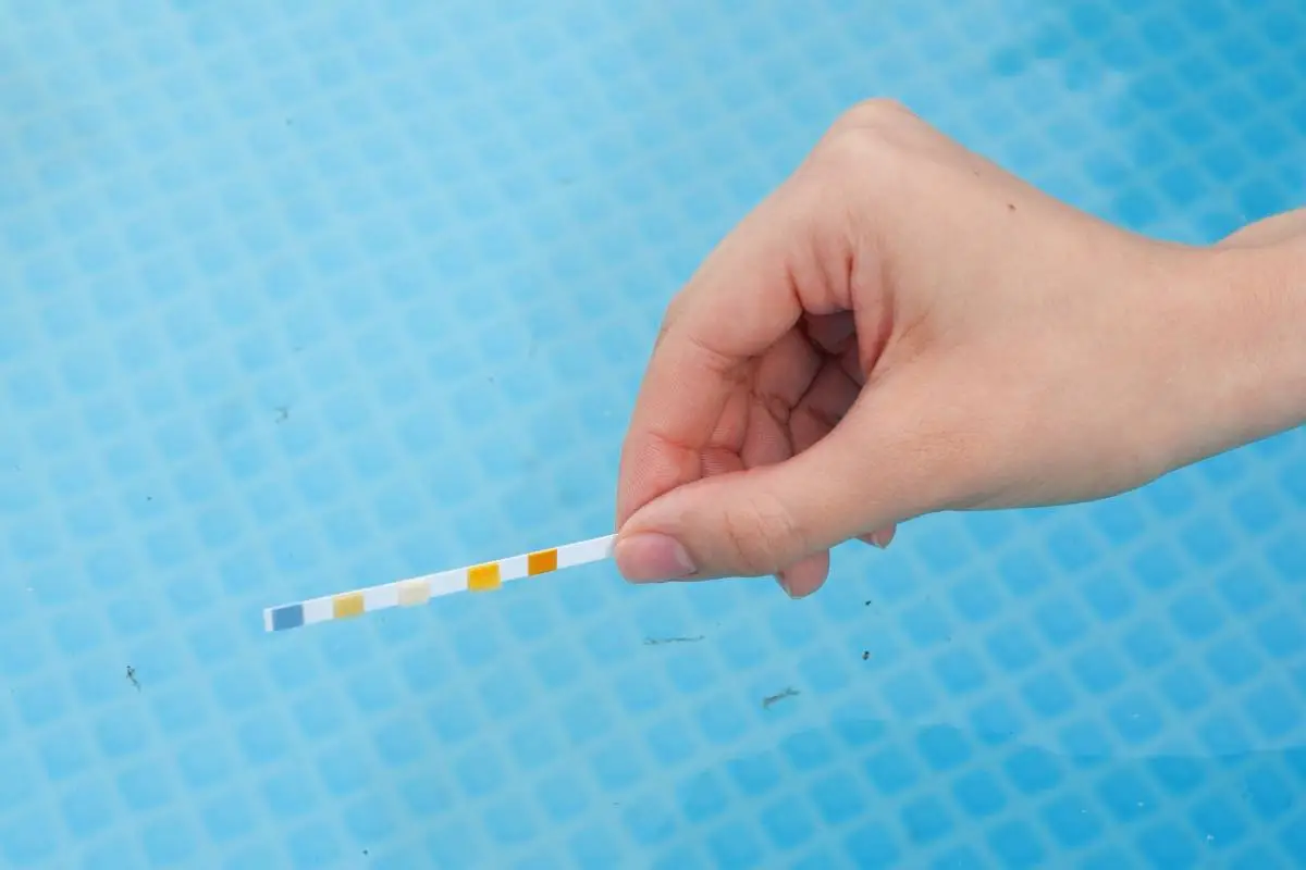 Analysis of the PH and chlorine of the water in a swimming pool in Summer. Check quality of water with test strip, comparing results.