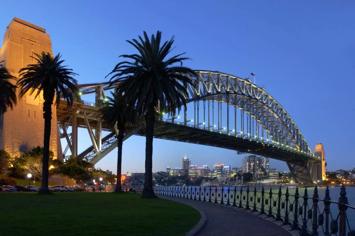 Sydney Harbor Bridge at dusk. Sydney in Australia.